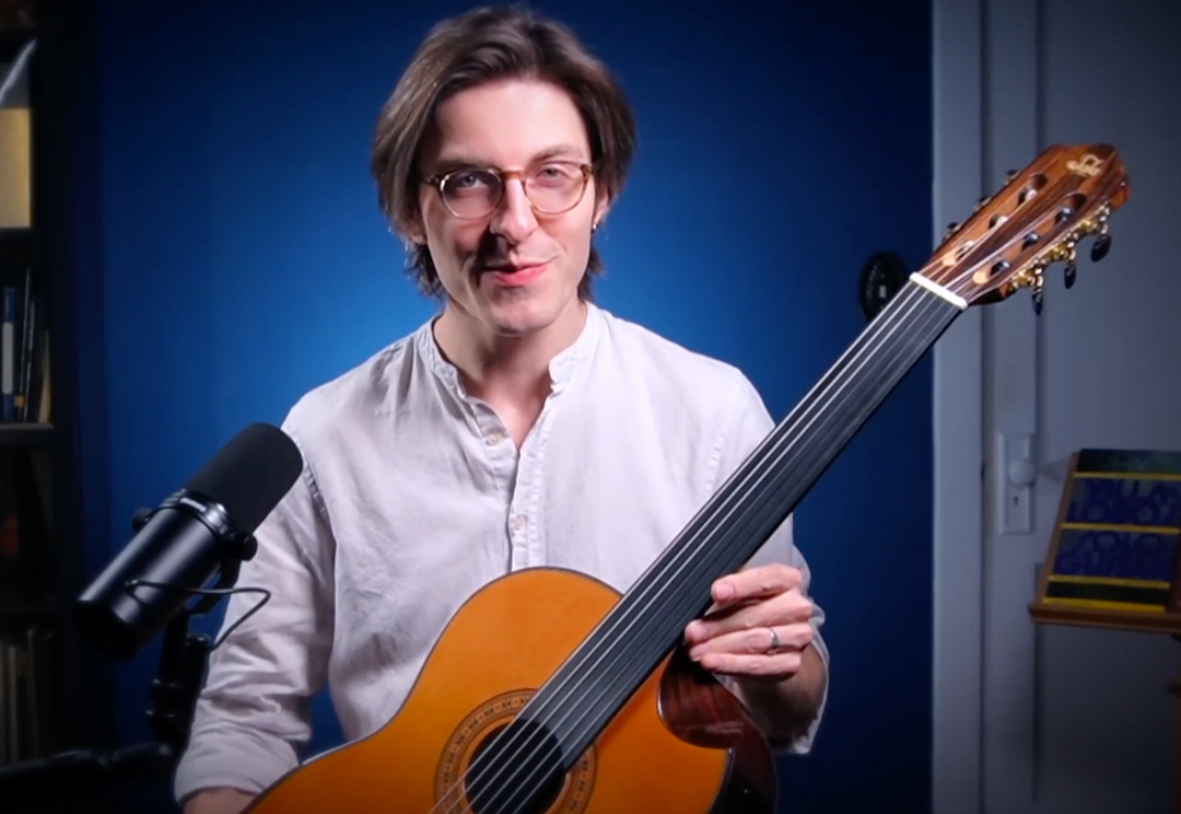 Fretless classical guitar producing microtonal Turkish and Persian-inspired sounds