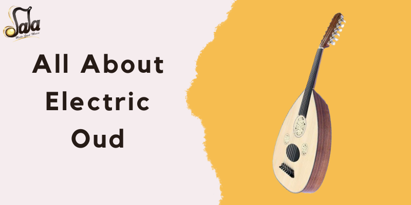 Electric oud amplified version of traditional Middle Eastern lute with onboard pickup