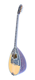 Greek and Irish bouzouki long-neck stringed instruments collection at Sala Muzik