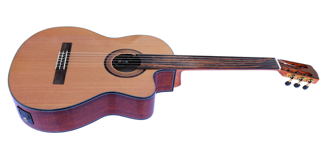 Professional fretless classical guitar CP-4 with built-in equalizer for microtonal music