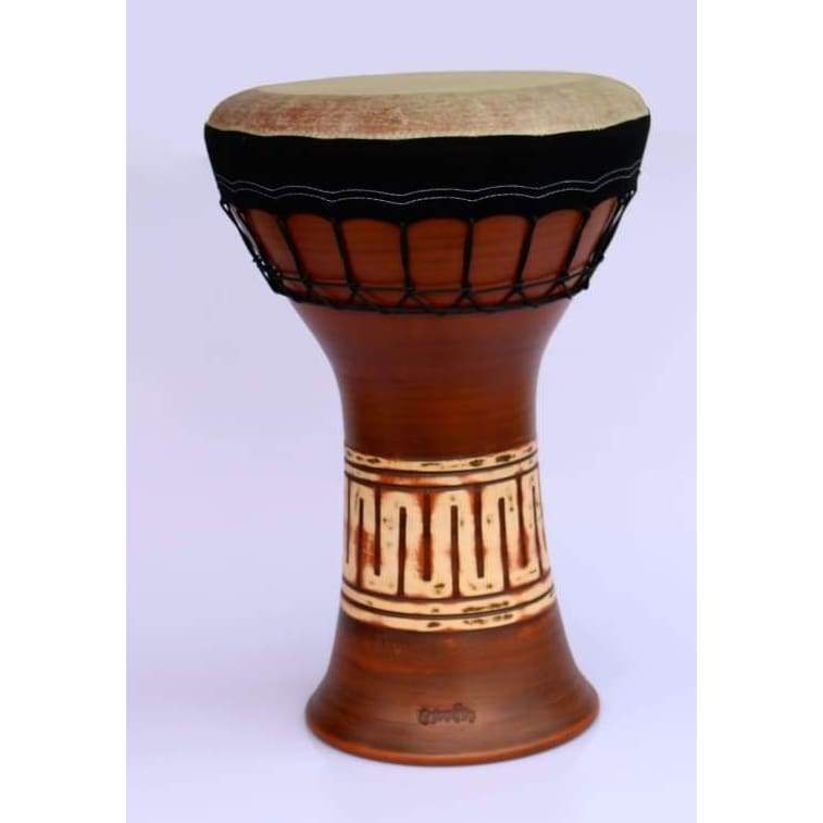 Darbouka solo en argile Emin Percussion EP-004-A avec corps en céramique naturelle